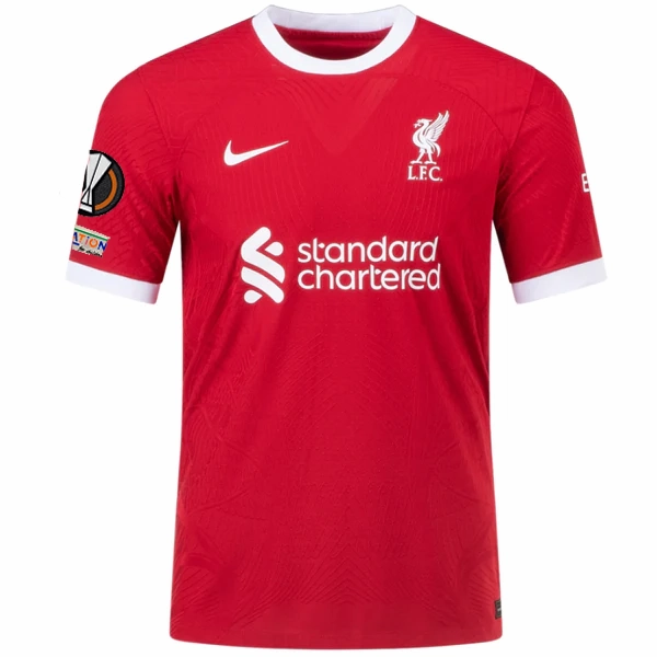 Nike Liverpool Authentic Mohamed Salah Vaporknit Match Home Jersey w/ Europa League Patches 23/24 (Red/White) Thermal Regulation Layer