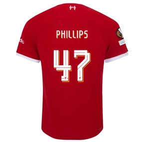 Nike Liverpool Authentic Nat Phillips Vaporknit Match Home Jersey w/ Europa League Patches 23/24 (Red/White) Moisture Wicking Textile Technology Anti Snag Fabric