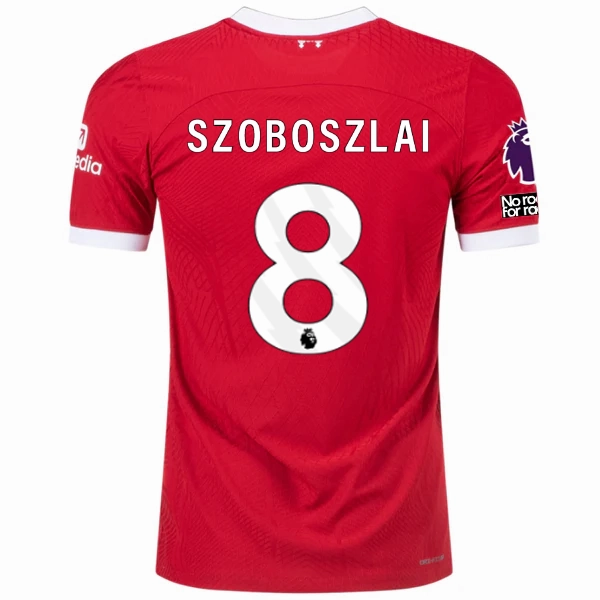 Nike Liverpool Authentic Szoboszlai Vaporknit Match Home Jersey w/ EPL   No Room For Racism 23/24 (Red/White) Microfiber Blend