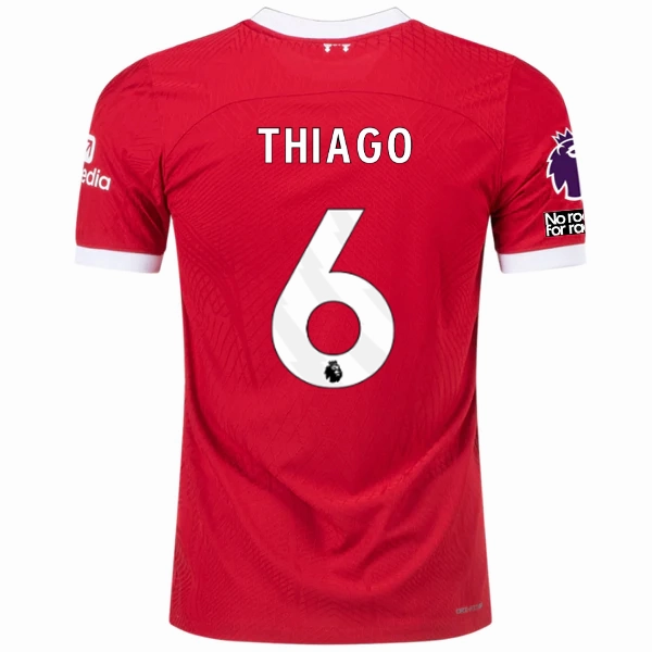 Nike Liverpool Authentic Thiago Vaporknit Match Home Jersey w/ EPL   No Room For Racism 23/24 (Red/White) Performance Fit Air Mesh