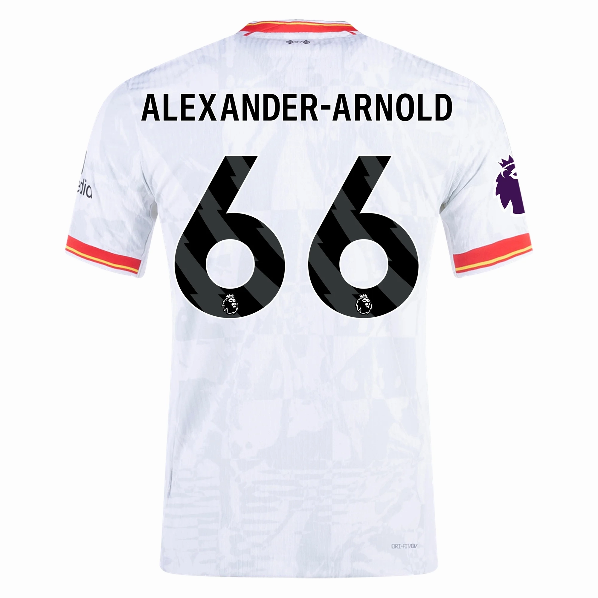 Nike Liverpool Authentic Trent Alexander-Arnold Third Jersey w/ EPL Patch 24/25 (White/Pure Platinum) Flex Ribbed Cuffs Move Support