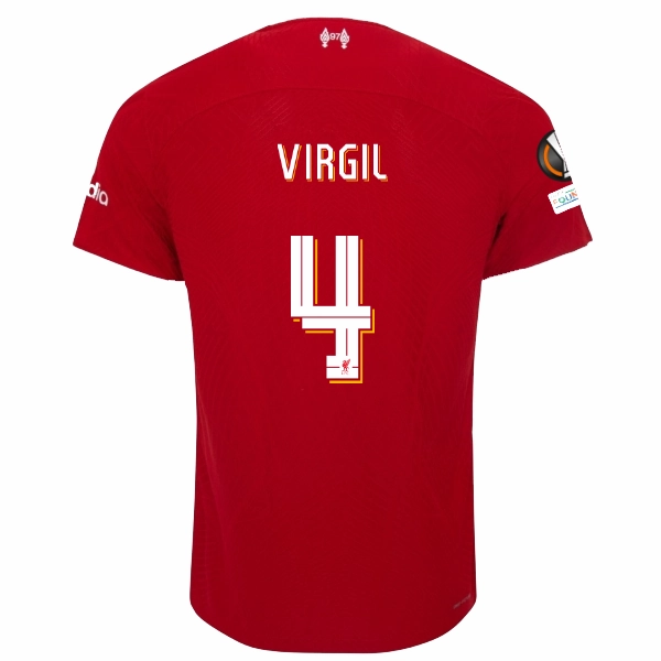 Nike Liverpool Authentic Virgil van Dijk Vaporknit Match Home Jersey w/ Europa League Patches 23/24 (Red/White) Active Design