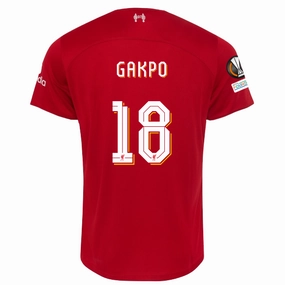 Nike Liverpool Cody Gakpo Home Jersey w/ Europa League Patches 23/24 (Red/White) Aerobic Performance Fit