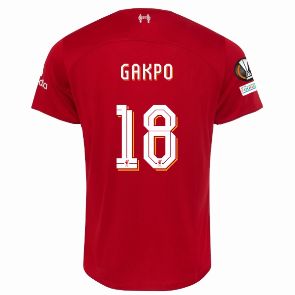 Nike Liverpool Cody Gakpo Home Jersey w/ Europa League Patches 23/24 (Red/White) Vapor Transfer Fabric Soft touch finish