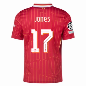 Move Support Breeze Control Nike Liverpool Curtis Jones Home Jersey w/ Champions League Patches 24/25 (Gym Red/Chrome Yellow)