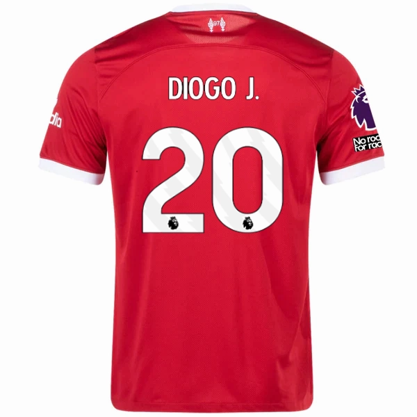 Lightweight Thermal Regulation Ventilated Side Gussets Nike Liverpool Diogo Jota Home Jersey w/ EPL   No Room For Racism Patches 23/24 (Red/White)
