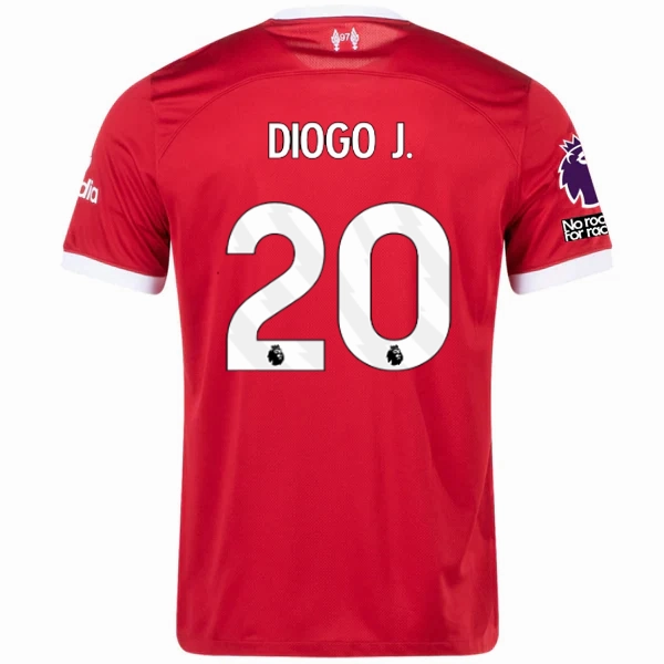 Nike Liverpool Diogo Jota Home Jersey w/ EPL   No Room For Racism Patches 23/24 (Red/White) Tagless Neckline Design Quick Cooling System