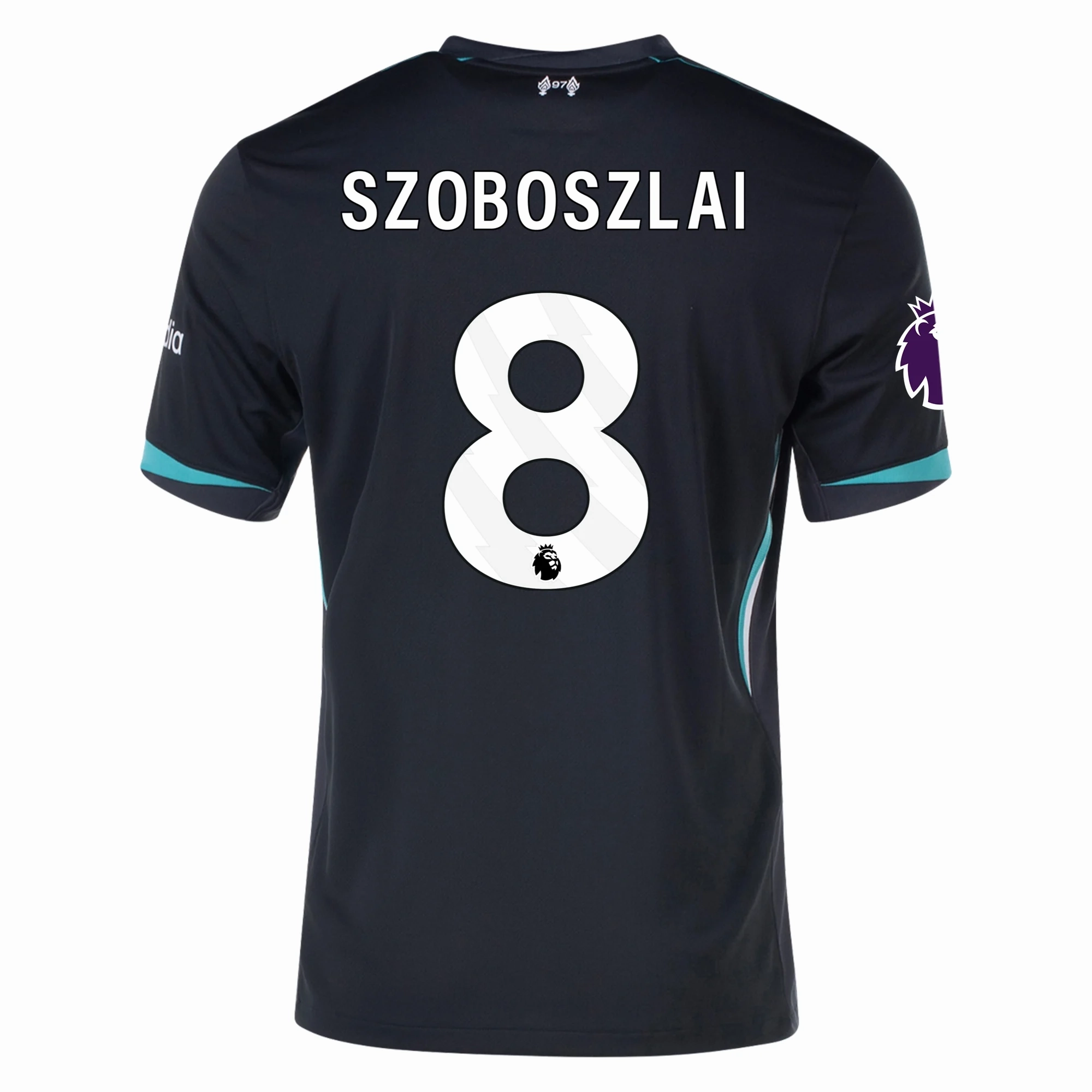 Microfiber Performance Blend Comfort Driven Nike Liverpool Dominik Szoboszlai Away Jersey w/ EPL Patch 24/25 (Night Forest/Washed Teal)