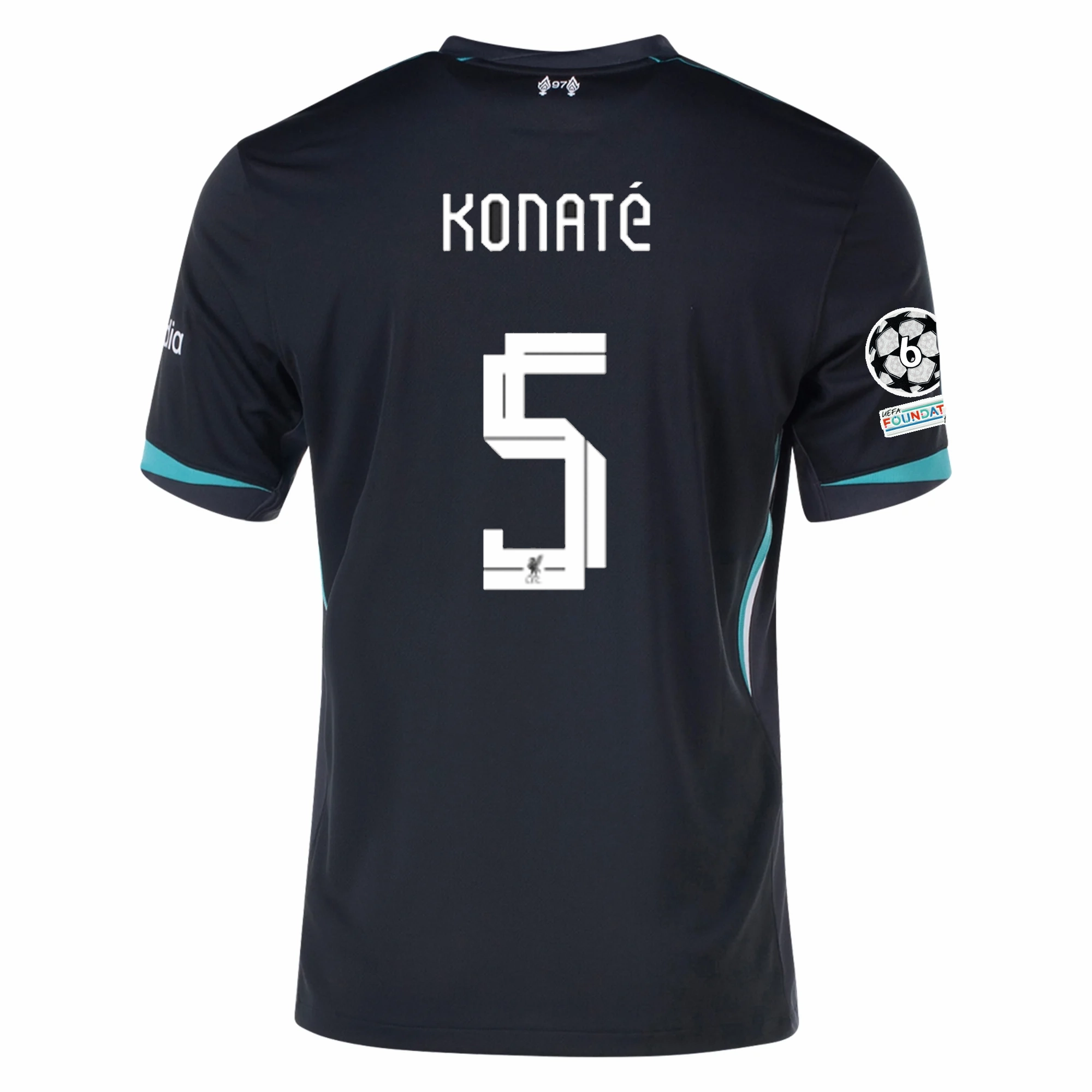 Nike Liverpool Ibrahima Konat?? Away Jersey w/ Champions League Patches 24/25 (Night Forest/Washed Teal) Ultra Smooth Flat Seams Vapor Control Weave