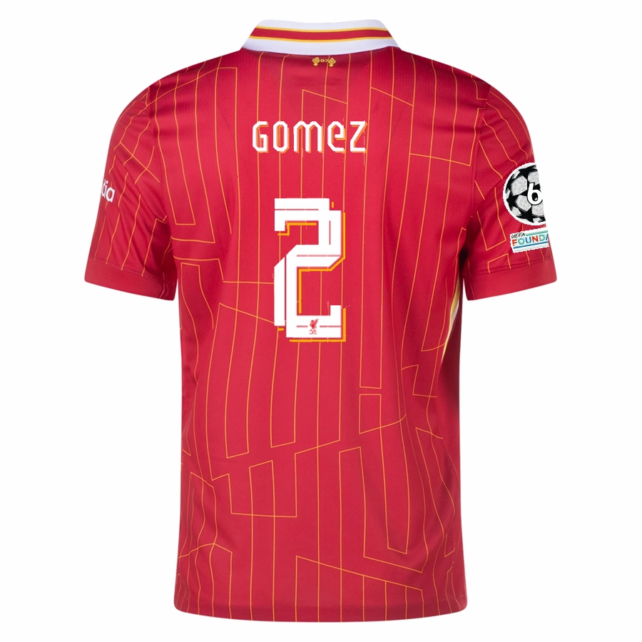 Nike Liverpool Joe Gomez Home Jersey w/ Champions League Patches 24/25 (Gym Red/Chrome Yellow) Athletic Look