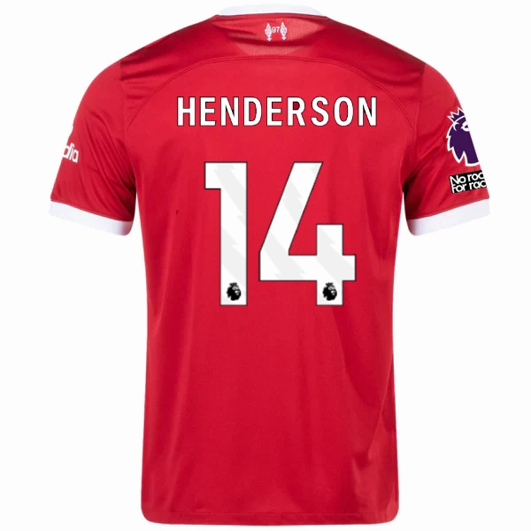 match day Dynamic Style Nike Liverpool Jordan Henderson Home Jersey w/ EPL   No Room For Racism Patches 23/24 (Red/White)