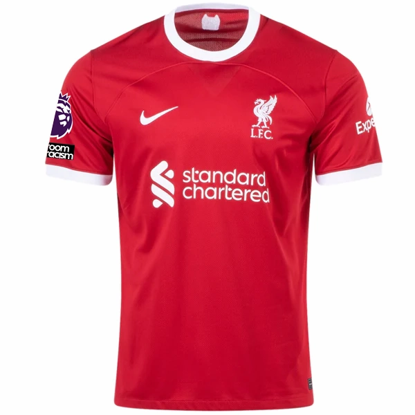 Nike Liverpool Jordan Henderson Home Jersey w/ EPL   No Room For Racism Patches 23/24 (Red/White) Stretch Material Reinforced Stitching