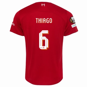 Non Chafing Stitch System Motion Gear Nike Liverpool Thiago Alcantara Home Jersey w/ Europa League Patches 23/24 (Red/White)