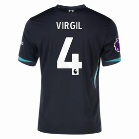 Nike Liverpool Virgil Van Dijk Away Jersey w/ EPL Patch 24/25 (Night Forest/Washed Teal) Contrast Trim Details Oversized Silhouette