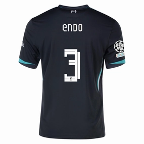 Soft Touch Interior Nike Liverpool Wataru End?? Away Jersey w/ Champions League Patches 24/25 (Night Forest/Washed Teal)