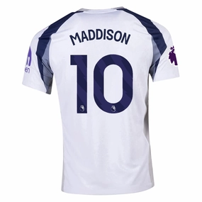 Variable Density Knitting Nike Maddison Tottenham Hotspurs Home Jersey w/ EPL   No Room For Racism Patch 25/26 (White/Iron/Binary Blue)