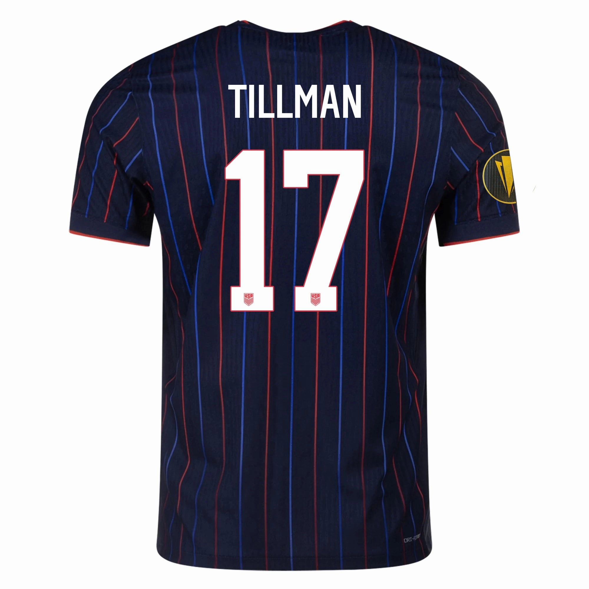 Enhanced Air Circulation Easy Fit Nike Malik Tillman United States Away Match Authentic Jersey 25/26 w/ Gold Cup 2025 Patch (Obsidian/Challenge Red)