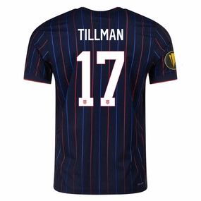 Enhanced Air Circulation Easy Fit Nike Malik Tillman United States Away Match Authentic Jersey 25/26 w/ Gold Cup 2025 Patch (Obsidian/Challenge Red)