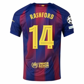 Endurance Wear Zip Up Nike Marcus Rashford FC Barcelona Home Jersey 25/26 w/ Champions League Patches (Deep Royal Blue/Midwest Gold)