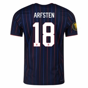 Nike Max Arfsten United States Away Match Authentic Jersey 25/26 w/ Gold Cup 2025 Patch (Obsidian/Challenge Red) Modern Cut Comfort Performance