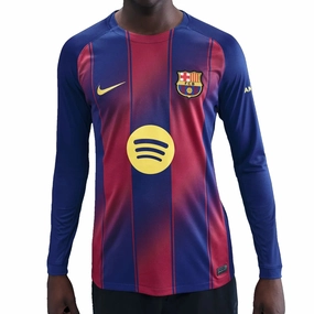 Nike Men's Barcelona 25/26 Long Sleeve Home Jersey (Deep Royal Blue/Midwest Gold) Flexible Collar Design Quick Drying Performance Material