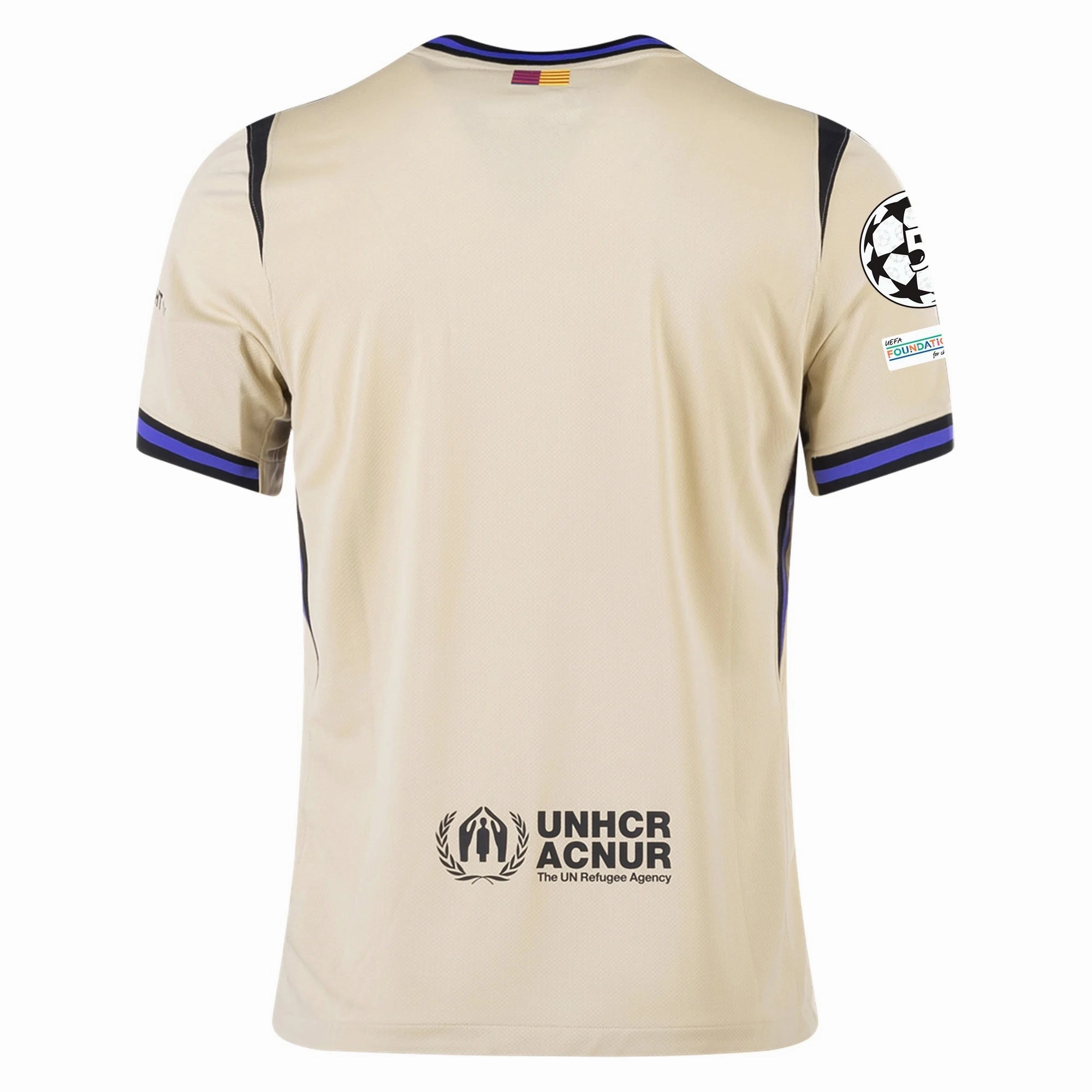 Air Flow Tech Wrinkle Resistant Weave Nike Men's FC Barcelona Away Jersey 25/26 w/ Champions League Patches (Team Gold/Persion Violet/Black)