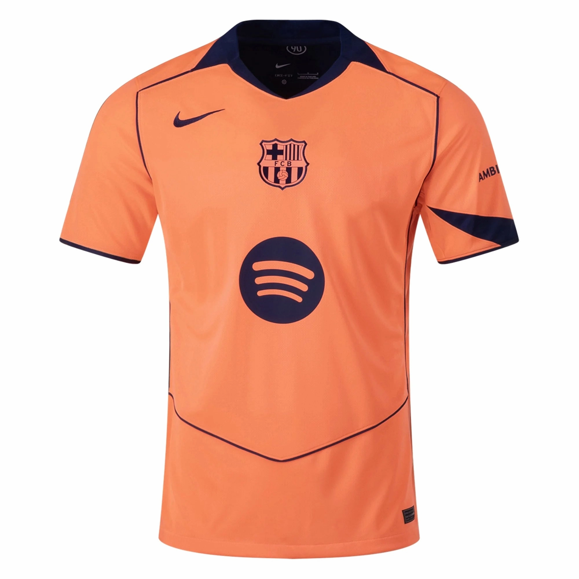 Nike Men's FC Barcelona T90 Third Jersey 25/26 (Bright Mango/Midnight Navy) Training Ready