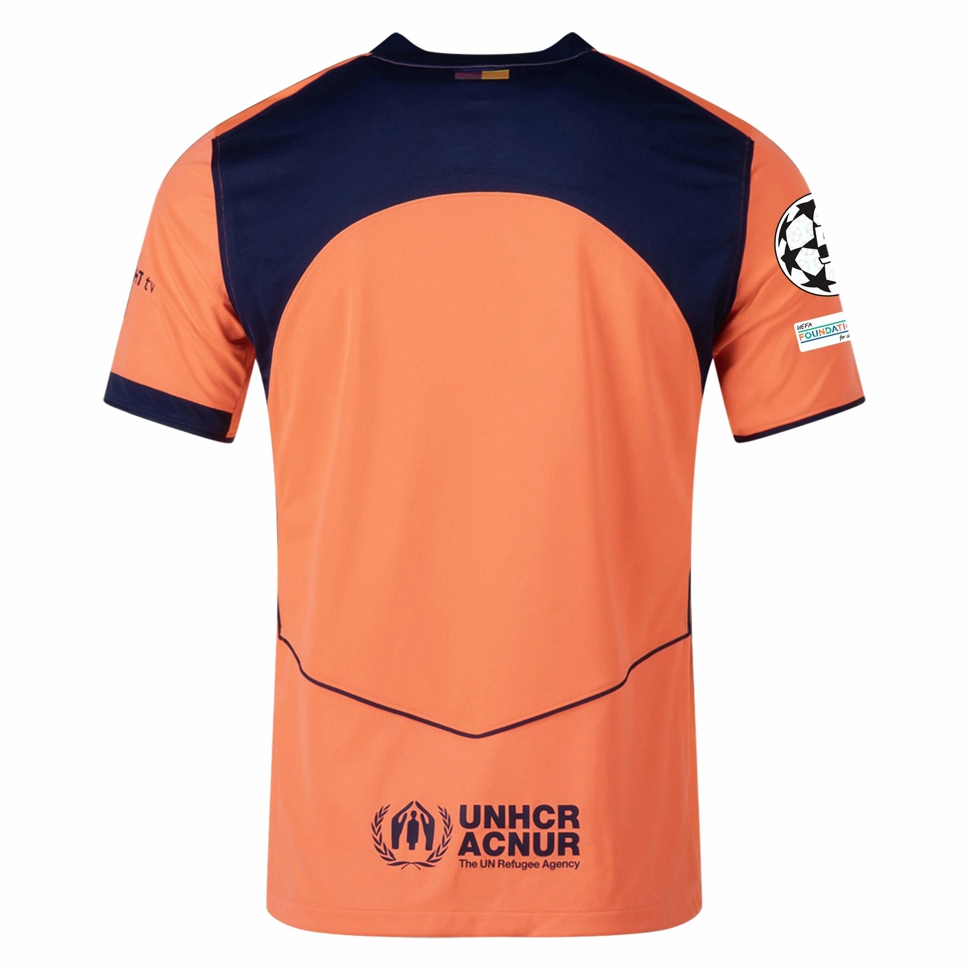 Modular Panel Layouts Nike Men's FC Barcelona T90 Third Jersey 25/26 w/ Champions League Patches (Mango/Navy)