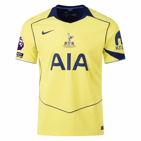 Mesh Ventilation Zones Nike Men's Tottenham Authentic T90 Third Jersey w/ EPL   No Room For Racism 25/26 (Dynamic Yellow/Blue Void)