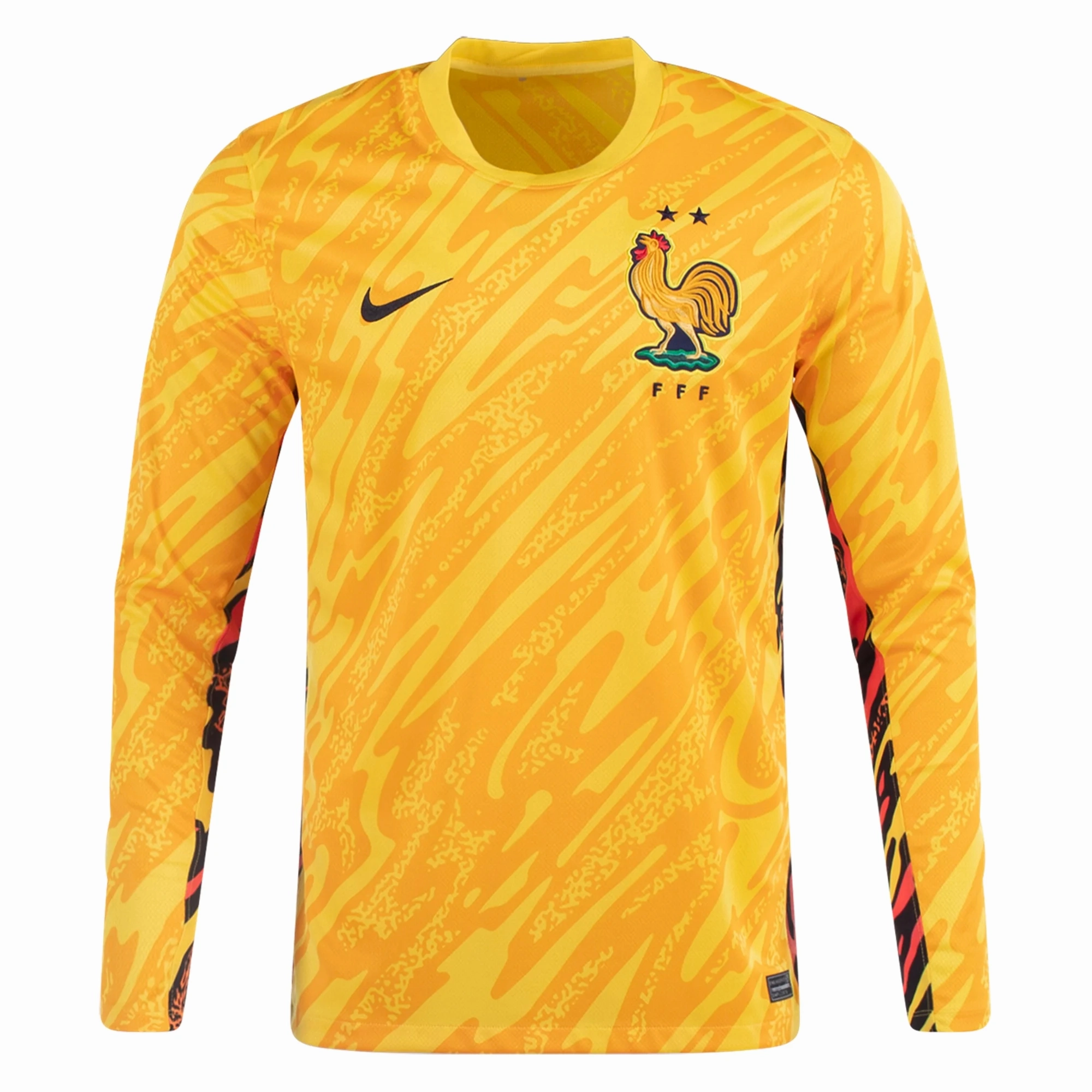 Nike Mens France Goalkeeper Jersey 24/25 (Tour Yellow/University Gold/Black) Fade Resistant Finish Simple Aesthetic
