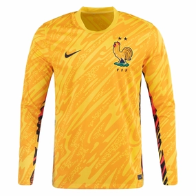 Nike Mens France Goalkeeper Jersey 24/25 (Tour Yellow/University Gold/Black) Comfort Focused Soft Surface