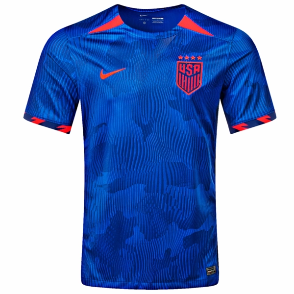 Nike Mens United States 4 Star Away Jersey 23/24 (Hyper Royal/Speed Red) Eco Friendly Dye Process Motion Design