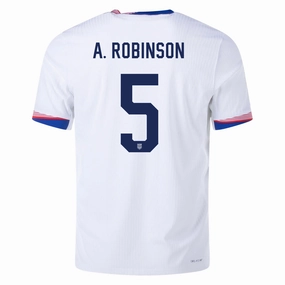 Functional Activewear High Breathability Mesh Nike Mens United States Authentic Antonee Robinson Match Home Jersey 24/25 (White/Obsidian)