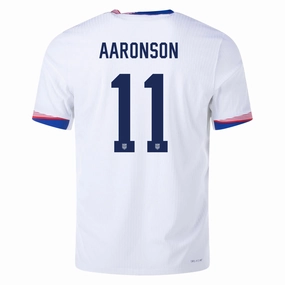 Nike Mens United States Authentic Brenden Aaronson Match Home Jersey 24/25 (White/Obsidian) Tight Feel