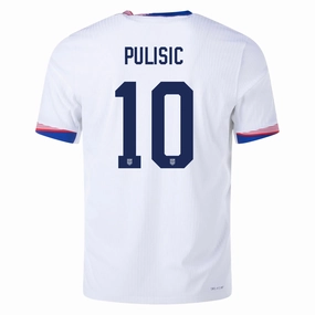 Nike Mens United States Authentic Christian Pulisic Match Home Jersey 24/25 (White/Obsidian) Tagless Neckline Design