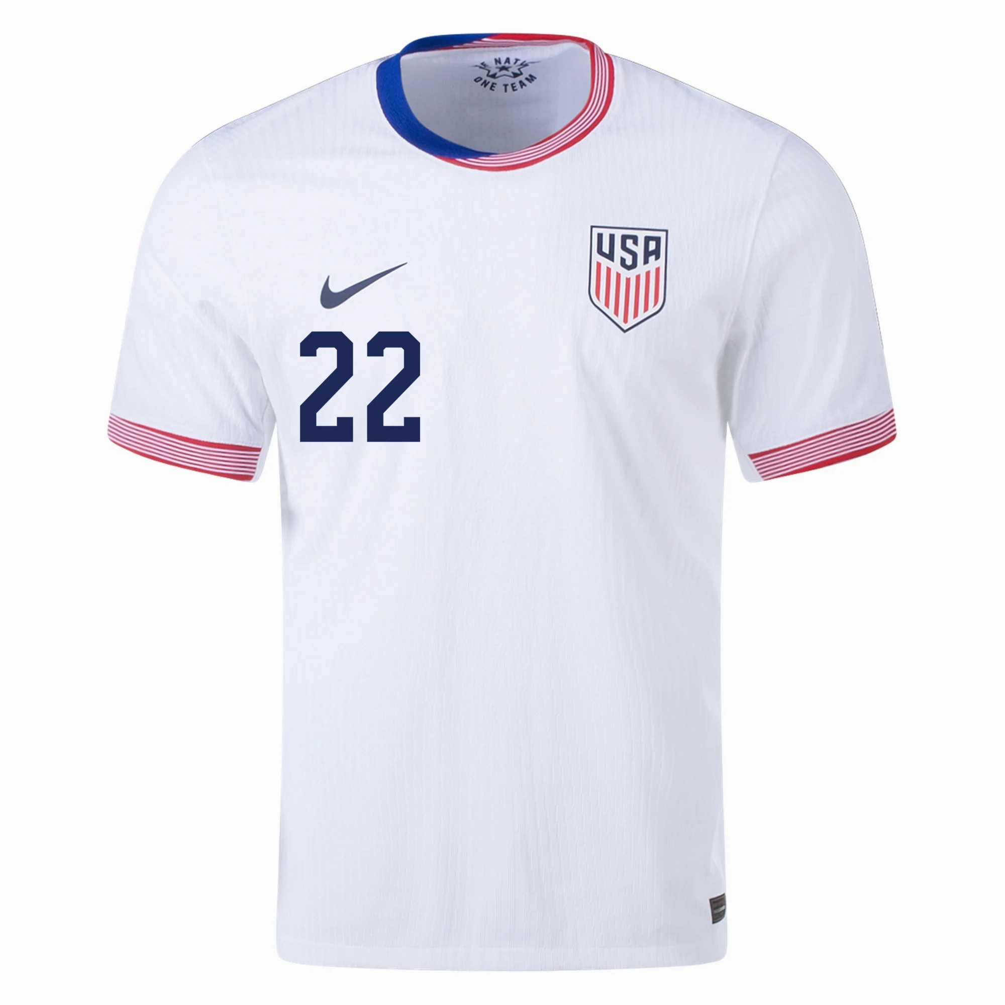 No Slip Grip Finish Vivid Pattern Nike Mens United States Authentic DeAndre Yedlin Match Home Jersey 24/25 (White/Obsidian)