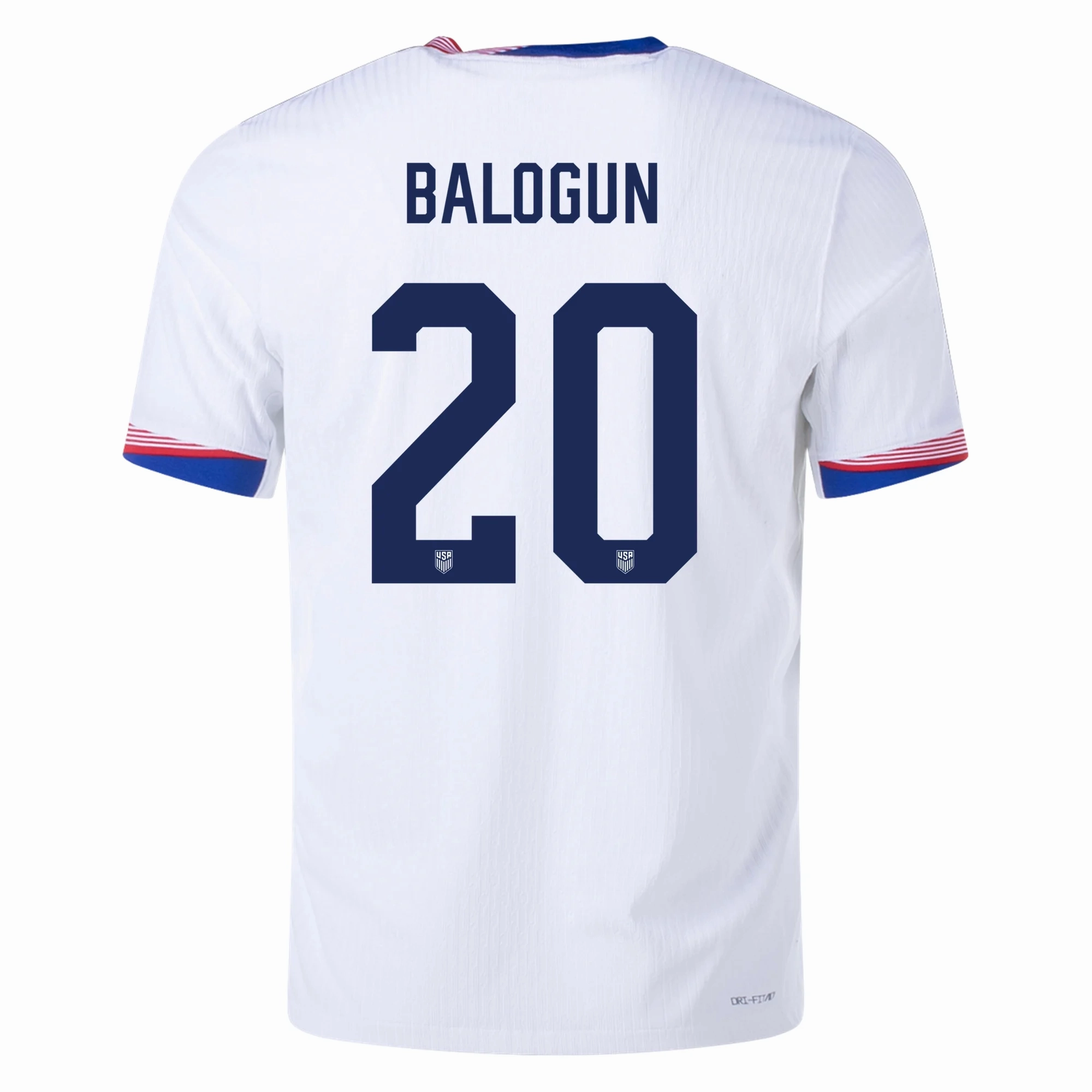 Nike Mens United States Authentic Folarin Balogun Match Home Jersey 24/25 (White/Obsidian) Classic Feel Dynamic Comfort