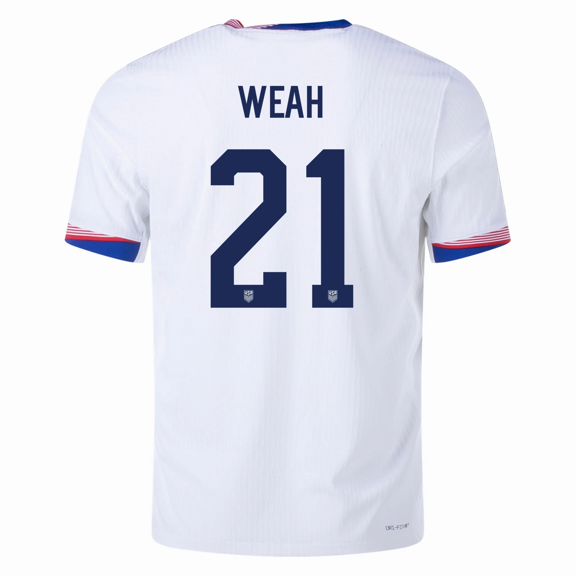 3D Knit Seamless Pattern Fluid motion Nike Mens United States Authentic Timothy Weah Match Home Jersey 24/25 (White/Obsidian)