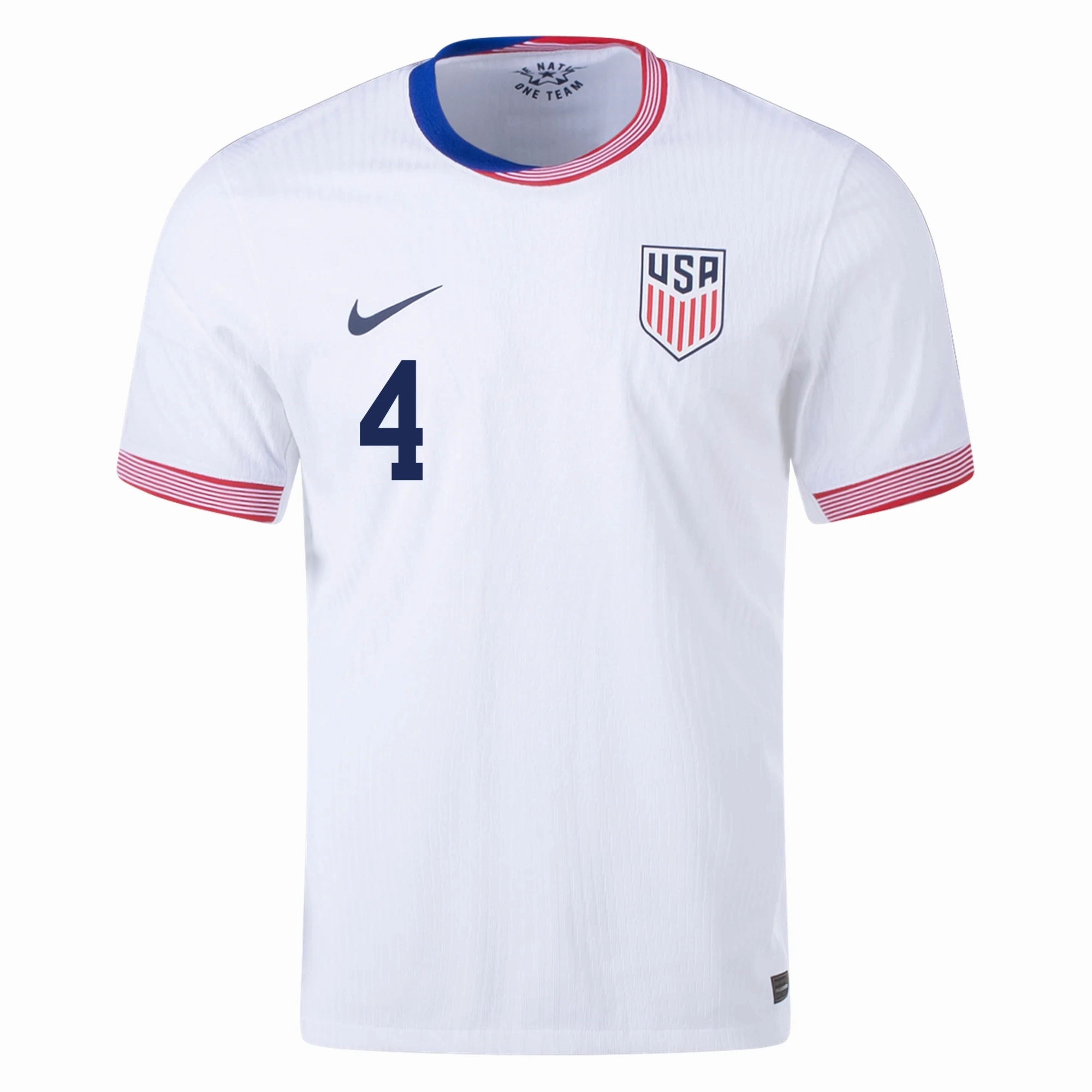 Flatlock Seams Breathable Material Nike Mens United States Authentic Tyler Adams Match Home Jersey 24/25 (White/Obsidian)
