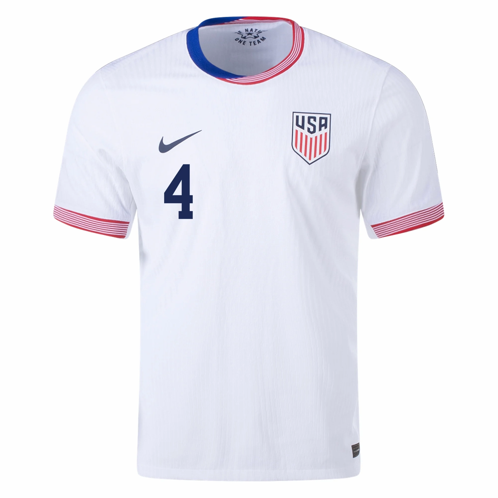 Nike Mens United States Authentic Tyler Adams Match Home Jersey 24/25 (White/Obsidian) Thermal Regulating Layer UV Protective Coating