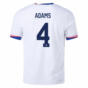 Nike Mens United States Authentic Tyler Adams Match Home Jersey 24/25 (White/Obsidian) Moisture Control Fabric Tagless Construction