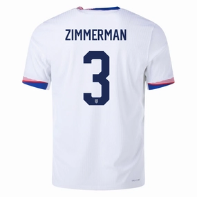 Contrast Trim Details Cool Look Nike Mens United States Authentic Walker Zimmerman Match Home Jersey 24/25 (White/Obsidian)