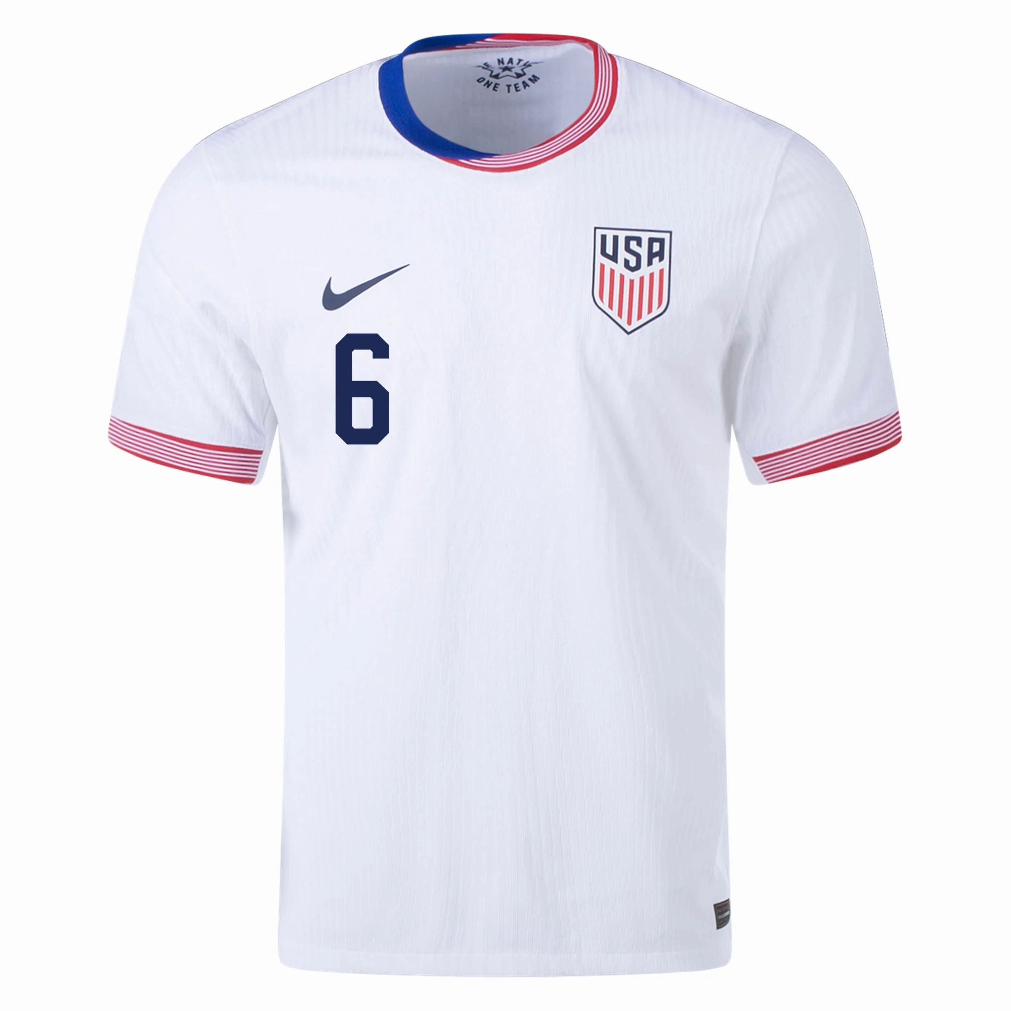 Nike Mens United States Authentic Yunus Musah Match Home Jersey 24/25 (White/Obsidian) Fast Response Quick Release Cuffs