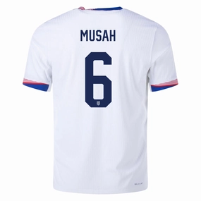 Eco Friendly Textile Nike Mens United States Authentic Yunus Musah Match Home Jersey 24/25 (White/Obsidian)