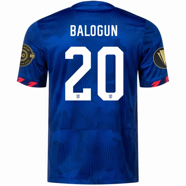 Minimalist Raglan Sleeve Athletic Ribbed Cuffs Nike Mens United States Balogun Away Jersey w/ Gold Cup Patches 23/24 (Hyper Royal/Loyal Blue)