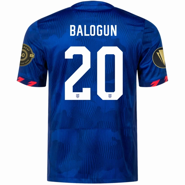 Nike Mens United States Balogun Away Jersey w/ Gold Cup Patches 23/24 (Hyper Royal/Loyal Blue) Tear Resistant Fabric