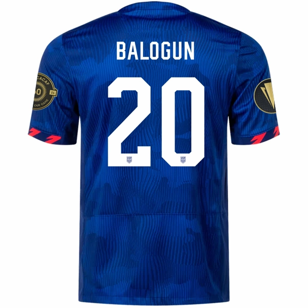 Unisex Design Nike Mens United States Balogun Away Jersey w/ Gold Cup Patches 23/24 (Hyper Royal/Loyal Blue)
