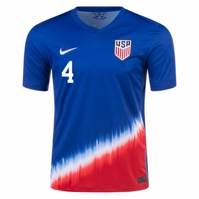 Nike Mens United States Tyler Adams Away Jersey 24/25 (Old Royal/Sport Red) Anti Static Weave Technology Training Clothes