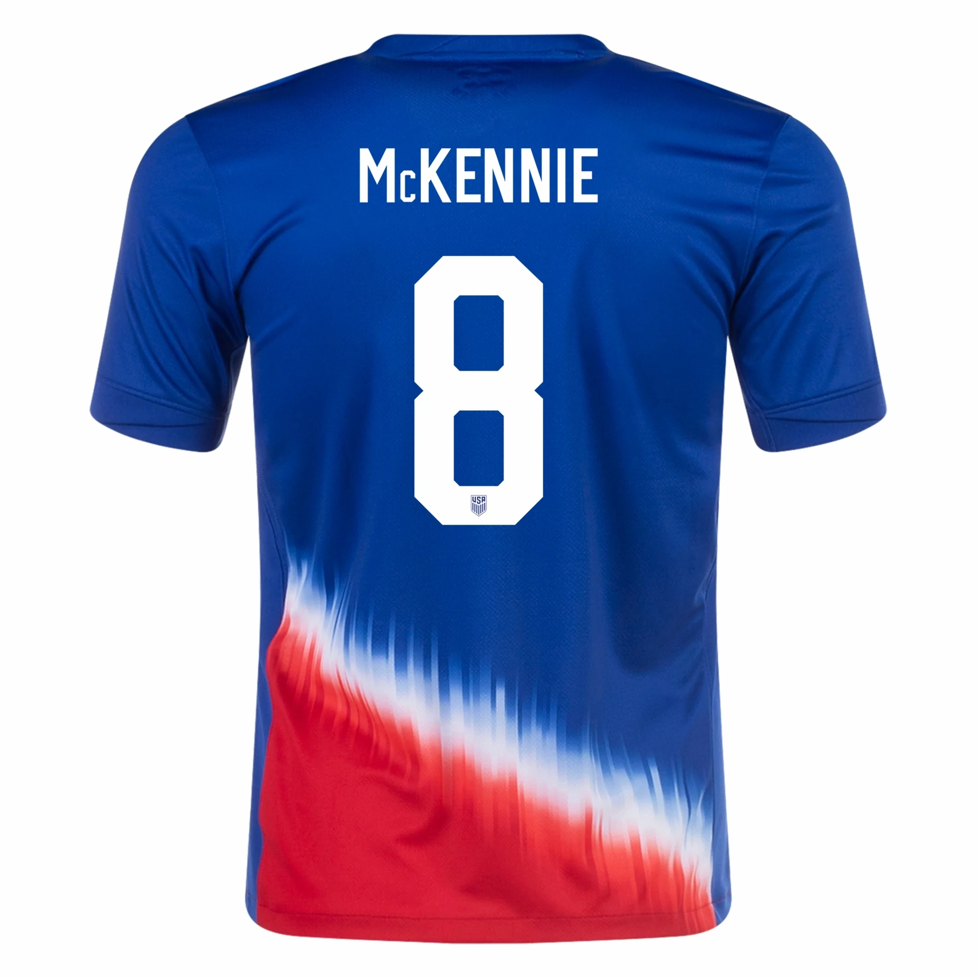 Laser Cut Edge Nike Mens United States Weston McKennie Away Jersey 24/25 (Old Royal/Sport Red)