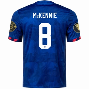 Nike Mens United States Weston McKennie Away Jersey w/ Gold Cup Patches 23/24 (Hyper Royal/Loyal Blue) Urban Fit Low Bulk Texture